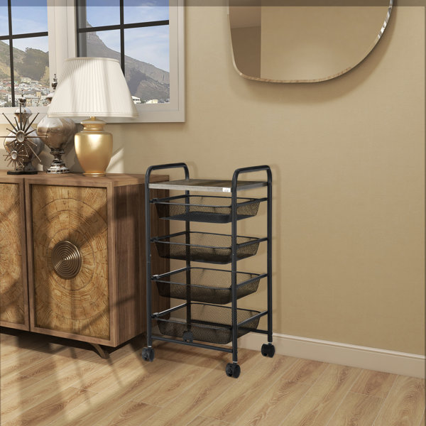 Storage shelf outlet with wheels